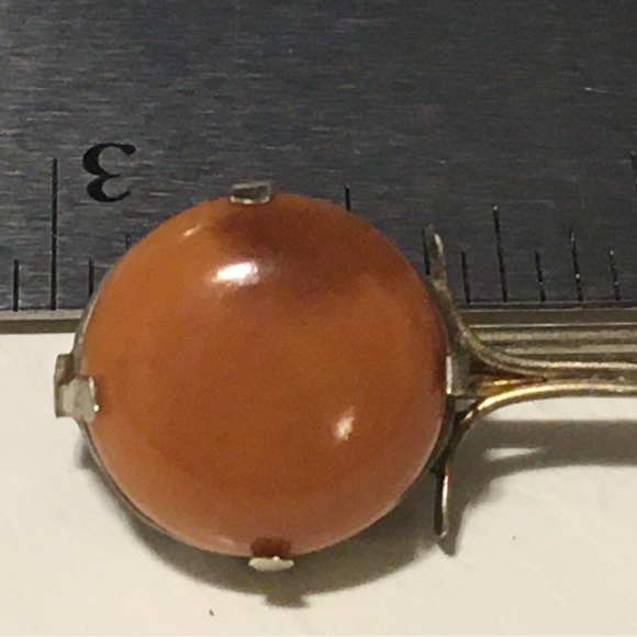 Antique Victorian 9K Gold Open Pin Brooch with Pink Coral - Picture 3 of 6